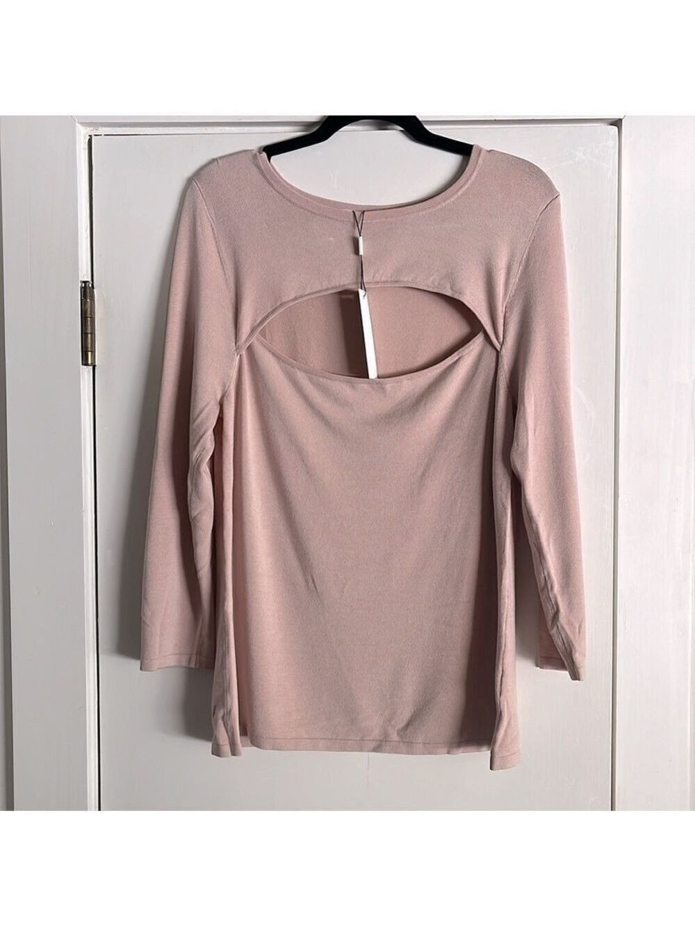 L'Agence Jocelyn Cutout Knit Pullover Sweater Long Sleeve in Blush Pink Size L - Picture 6 of 10